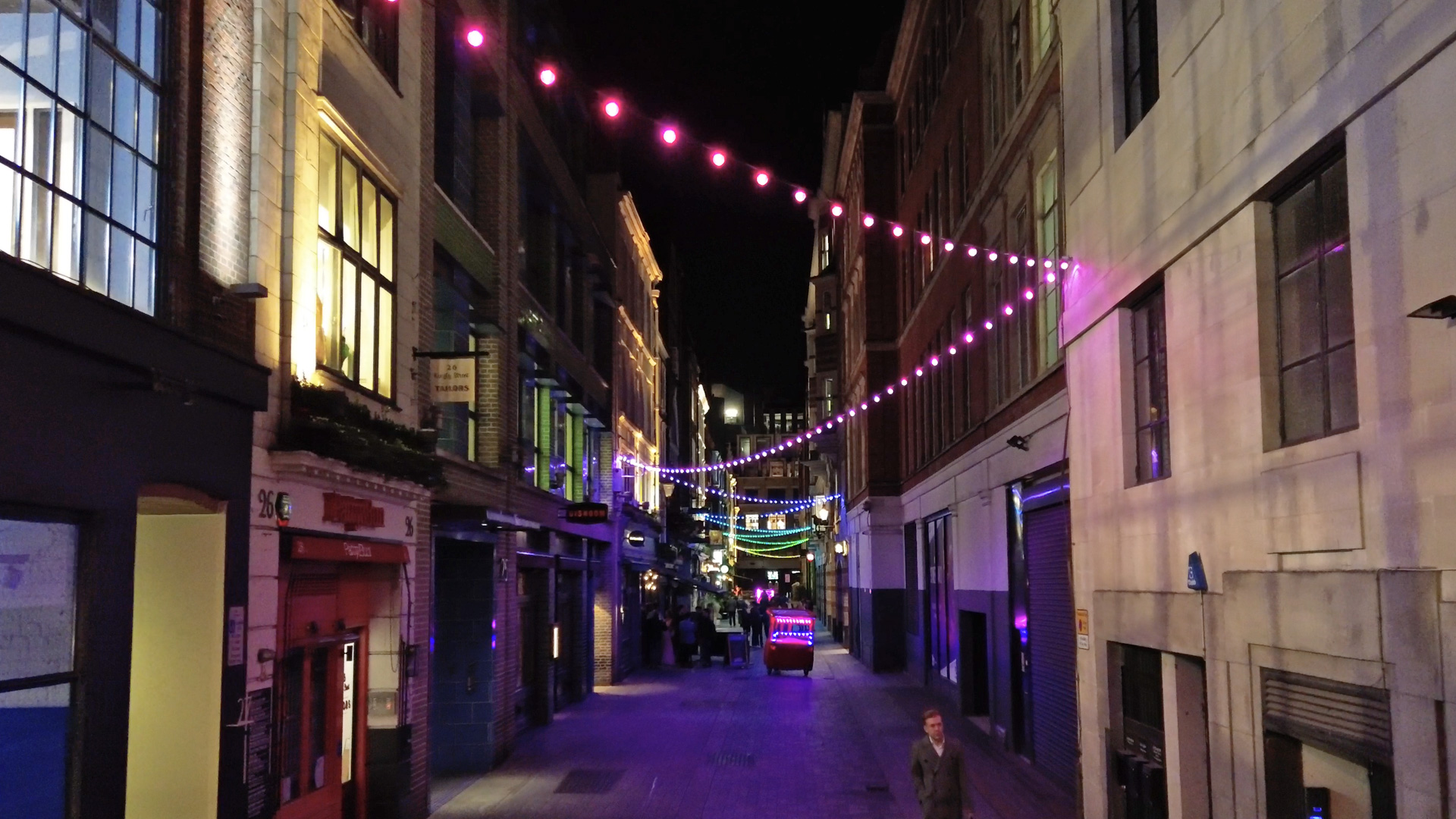 MaxiLED Large Globe RGBW festoon across Carnaby Street