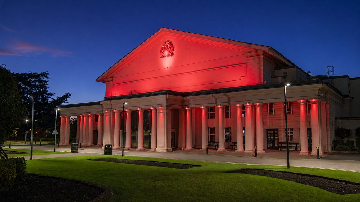 De Montfort Hall — red colour programme for civic awareness days