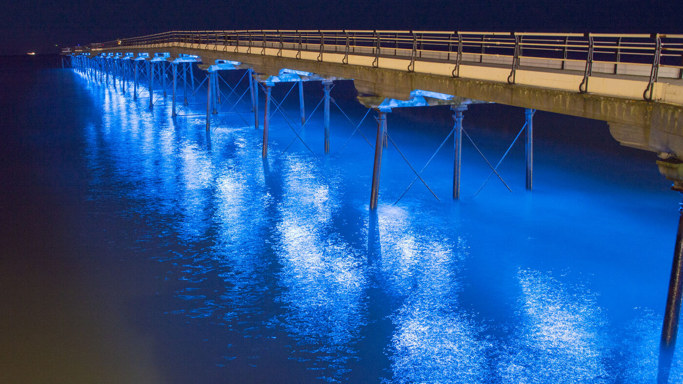 Saltburn Pier at twilight — programmable colour