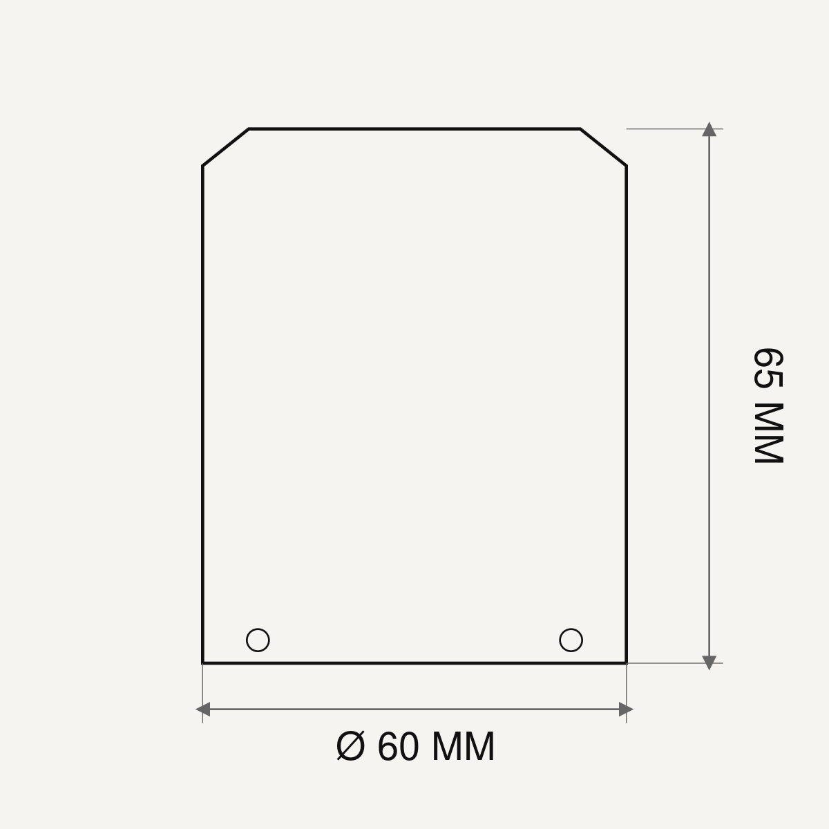 MaxiDOT 102 Direct View dimensions — Ø 60 mm / 2.36 in body, 65 mm / 2.56 in height, flat lens
