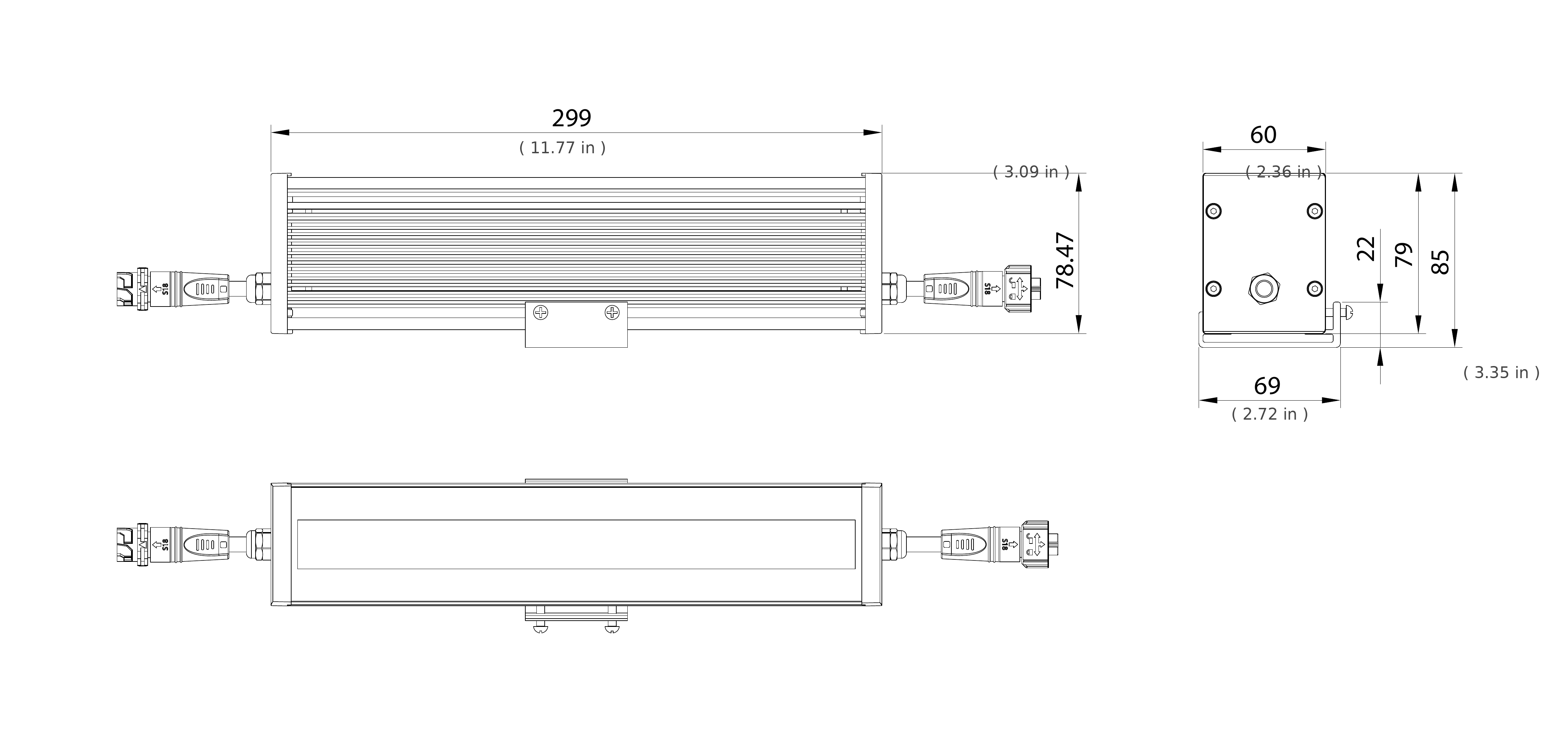 MaxiEDGE ECO Linear dimensions